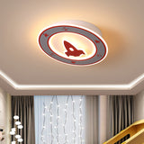 Rocket LED Ceiling Mounted Light Kids Style Acrylic Boy's Room Flush Mount Fixture in Blue/Red Red Clearhalo 'Ceiling Lights' 'Close To Ceiling Lights' 'Close to ceiling' 'Flush mount' Lighting' 784145