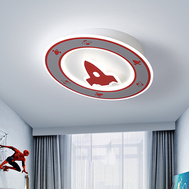 Rocket LED Ceiling Mounted Light Kids Style Acrylic Boy's Room Flush Mount Fixture in Blue/Red Clearhalo 'Ceiling Lights' 'Close To Ceiling Lights' 'Close to ceiling' 'Flush mount' Lighting' 784146