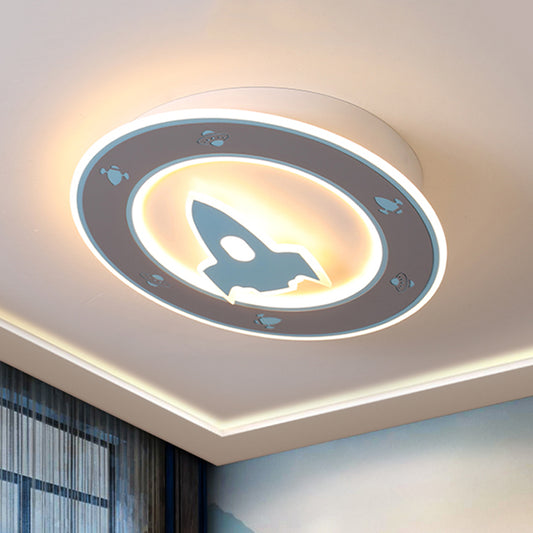 Rocket LED Ceiling Mounted Light Kids Style Acrylic Boy's Room Flush Mount Fixture in Blue/Red Blue Clearhalo 'Ceiling Lights' 'Close To Ceiling Lights' 'Close to ceiling' 'Flush mount' Lighting' 784149