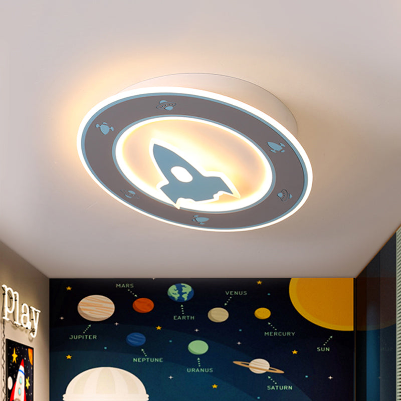 Rocket LED Ceiling Mounted Light Kids Style Acrylic Boy's Room Flush Mount Fixture in Blue/Red Clearhalo 'Ceiling Lights' 'Close To Ceiling Lights' 'Close to ceiling' 'Flush mount' Lighting' 784150