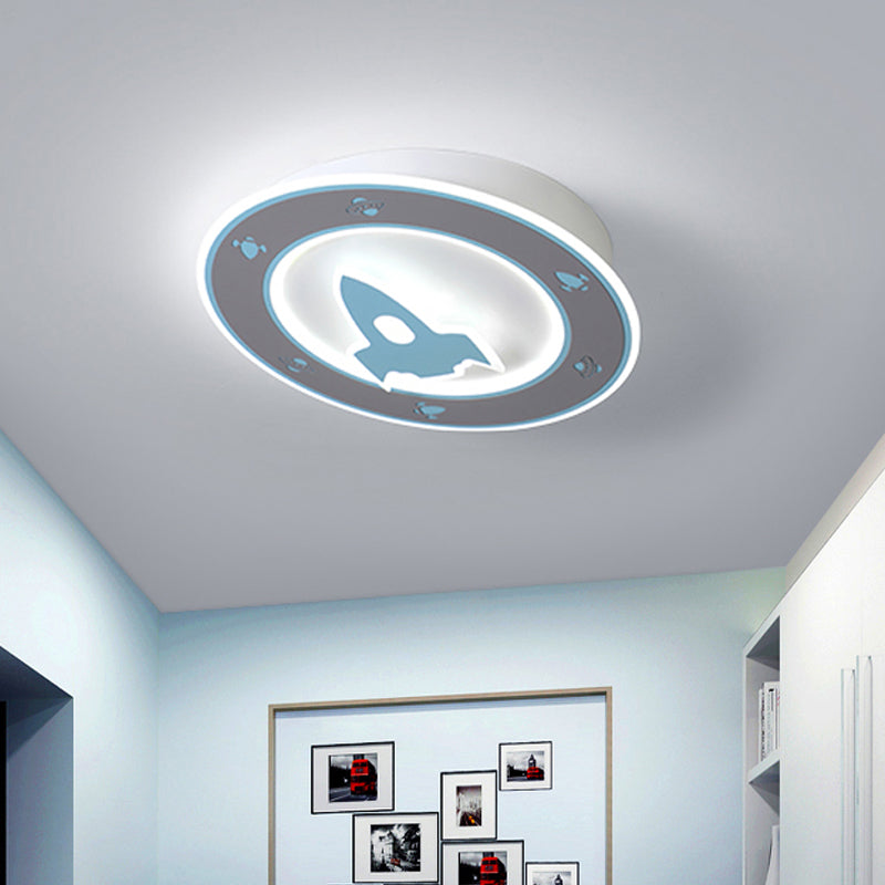 Rocket LED Ceiling Mounted Light Kids Style Acrylic Boy's Room Flush Mount Fixture in Blue/Red Clearhalo 'Ceiling Lights' 'Close To Ceiling Lights' 'Close to ceiling' 'Flush mount' Lighting' 784151