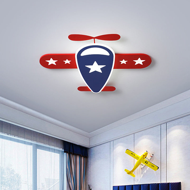 Aircraft Extra Thin Acrylic Ceiling Flush Cartoon Red LED Flush Mount Light Fixture in Red, Warm/White Light Red White Clearhalo 'Ceiling Lights' 'Close To Ceiling Lights' 'Close to ceiling' 'Flush mount' Lighting' 784153