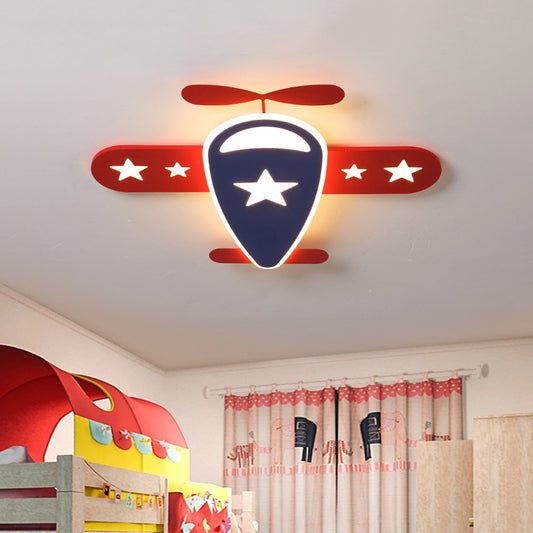 Aircraft Extra Thin Acrylic Ceiling Flush Cartoon Red LED Flush Mount Light Fixture in Red, Warm/White Light Red Warm Clearhalo 'Ceiling Lights' 'Close To Ceiling Lights' 'Close to ceiling' 'Flush mount' Lighting' 784154