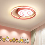 Kids Lolly Candy Ceiling Flush Light Iron Children Room LED Flush-Mount Light Fixture in Pink Pink Clearhalo 'Ceiling Lights' 'Close To Ceiling Lights' 'Close to ceiling' 'Flush mount' Lighting' 784165