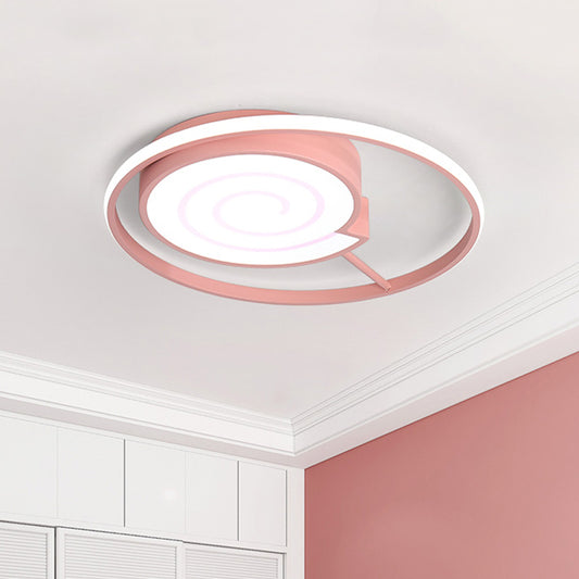 Kids Lolly Candy Ceiling Flush Light Iron Children Room LED Flush-Mount Light Fixture in Pink Clearhalo 'Ceiling Lights' 'Close To Ceiling Lights' 'Close to ceiling' 'Flush mount' Lighting' 784166