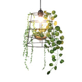 1 Light Pendant Light Antiqued Bucket Cage Metallic Hanging Lighting in Black with Artificial Vine/Succulent Clearhalo 'Art Deco Pendants' 'Black' 'Cast Iron' 'Ceiling Lights' 'Ceramic' 'Crystal' 'Industrial Pendants' 'Industrial' 'Metal' 'Middle Century Pendants' 'Pendant Lights' 'Pendants' 'Rustic Pendants' 'Tiffany' Lighting' 784596
