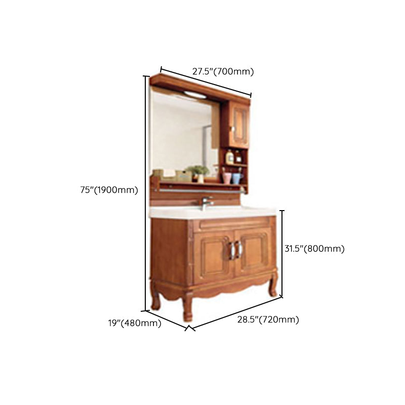 Traditional Freestanding Bathroom Vanity Set Wood Sink Vanity with Mirror Clearhalo 'Bathroom Remodel & Bathroom Fixtures' 'Bathroom Vanities' 'bathroom_vanities' 'Home Improvement' 'home_improvement' 'home_improvement_bathroom_vanities' 7846728
