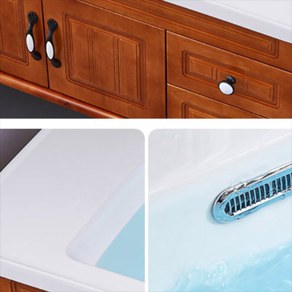 Traditional Wood Sink Vanity Freestanding Bathroom Vanity Set with Mirror Clearhalo 'Bathroom Remodel & Bathroom Fixtures' 'Bathroom Vanities' 'bathroom_vanities' 'Home Improvement' 'home_improvement' 'home_improvement_bathroom_vanities' 7846748