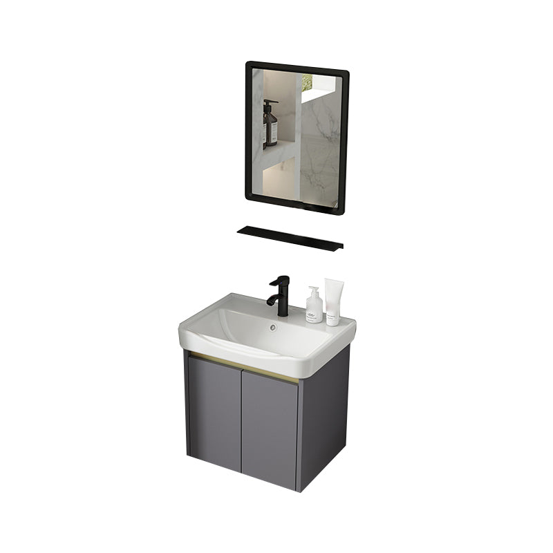 Metal Bathroom Sink Vanity Wall Mounted Bathroom Sink Vanity with Faucet Vanity & Faucet & Mirrors 20"L x 14"W x 16"H Clearhalo 'Bathroom Remodel & Bathroom Fixtures' 'Bathroom Vanities' 'bathroom_vanities' 'Home Improvement' 'home_improvement' 'home_improvement_bathroom_vanities' 7846769