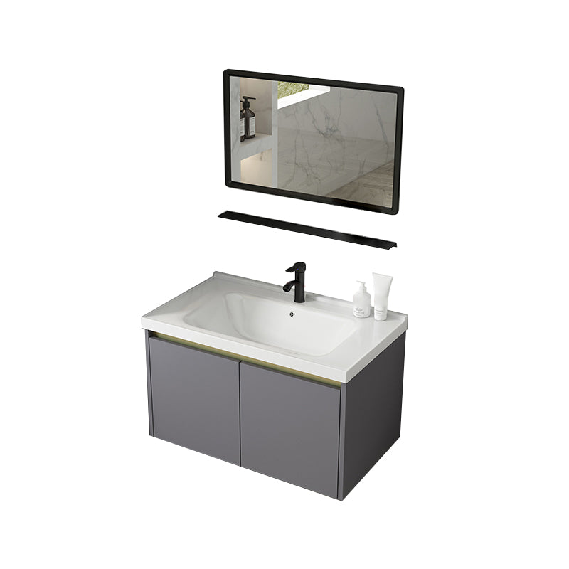 Metal Bathroom Sink Vanity Wall Mounted Bathroom Sink Vanity with Faucet Vanity & Faucet & Mirrors Clearhalo 'Bathroom Remodel & Bathroom Fixtures' 'Bathroom Vanities' 'bathroom_vanities' 'Home Improvement' 'home_improvement' 'home_improvement_bathroom_vanities' 7846773