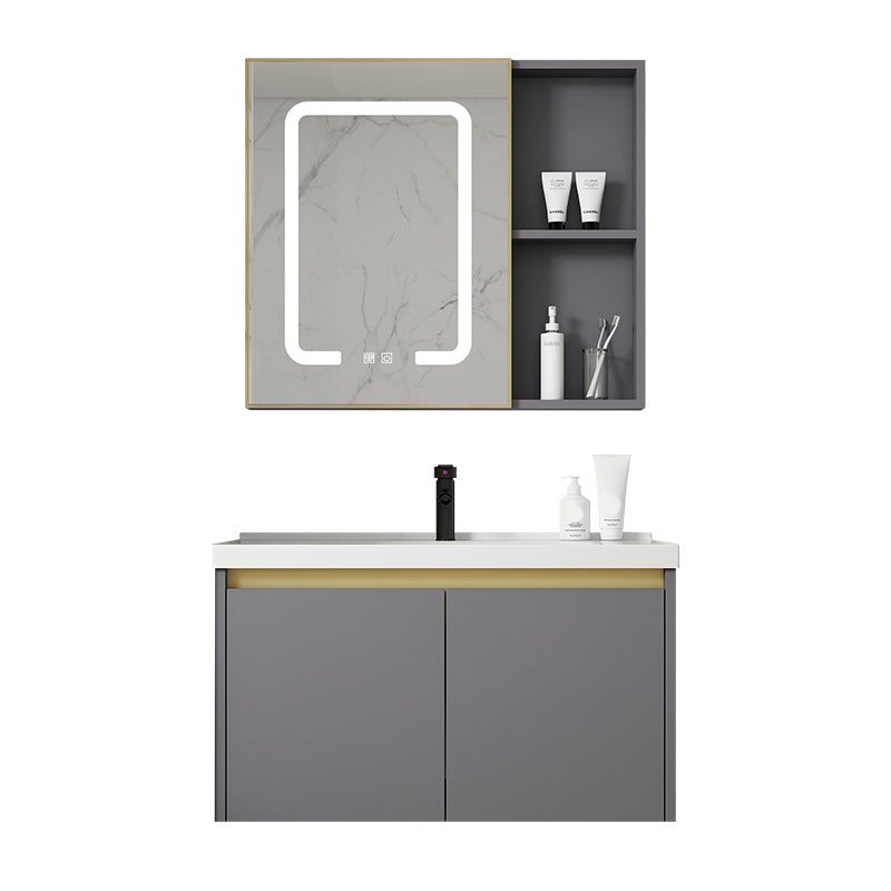 Metal Bathroom Sink Vanity Wall Mounted Bathroom Sink Vanity with Faucet Clearhalo 'Bathroom Remodel & Bathroom Fixtures' 'Bathroom Vanities' 'bathroom_vanities' 'Home Improvement' 'home_improvement' 'home_improvement_bathroom_vanities' 7846774