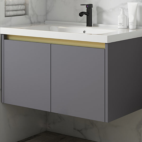 Metal Bathroom Sink Vanity Wall Mounted Bathroom Sink Vanity with Faucet Clearhalo 'Bathroom Remodel & Bathroom Fixtures' 'Bathroom Vanities' 'bathroom_vanities' 'Home Improvement' 'home_improvement' 'home_improvement_bathroom_vanities' 7846783