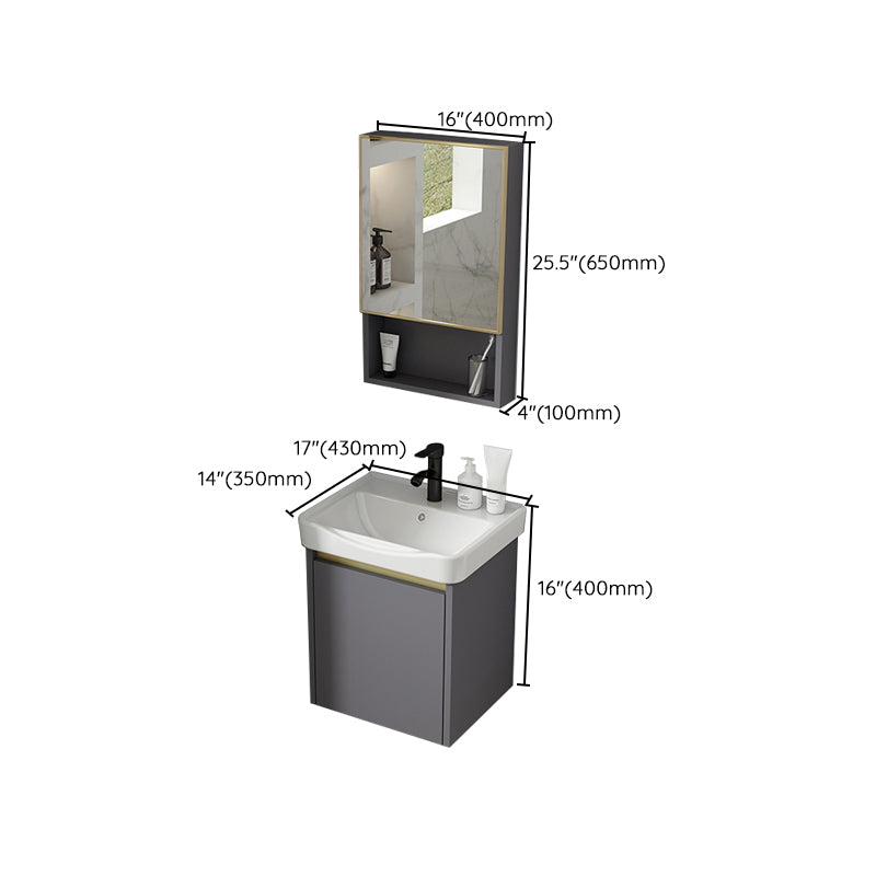 Metal Bathroom Sink Vanity Wall Mounted Bathroom Sink Vanity with Faucet Clearhalo 'Bathroom Remodel & Bathroom Fixtures' 'Bathroom Vanities' 'bathroom_vanities' 'Home Improvement' 'home_improvement' 'home_improvement_bathroom_vanities' 7846801