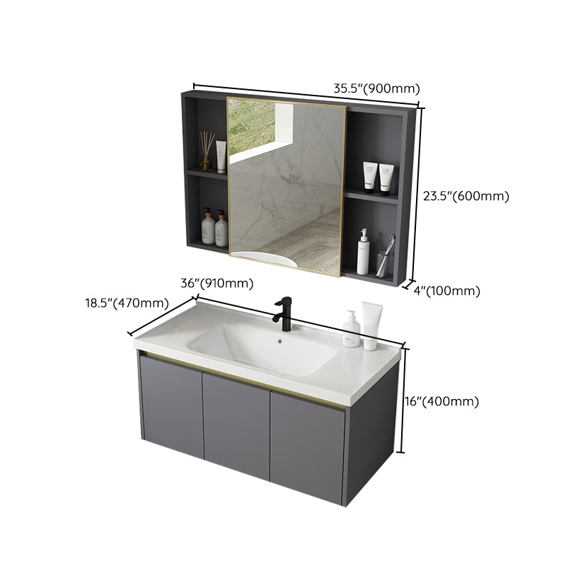 Metal Bathroom Sink Vanity Wall Mounted Bathroom Sink Vanity with Faucet Clearhalo 'Bathroom Remodel & Bathroom Fixtures' 'Bathroom Vanities' 'bathroom_vanities' 'Home Improvement' 'home_improvement' 'home_improvement_bathroom_vanities' 7846806