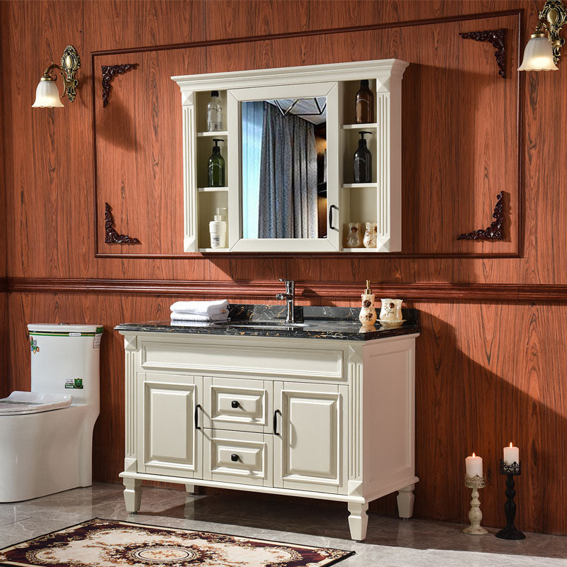 Freestanding Mirror Included Bathroom Sink Vanity with Sink Faucet Vanity & Faucet & Mirror Cabinet White Clearhalo 'Bathroom Remodel & Bathroom Fixtures' 'Bathroom Vanities' 'bathroom_vanities' 'Home Improvement' 'home_improvement' 'home_improvement_bathroom_vanities' 7846810