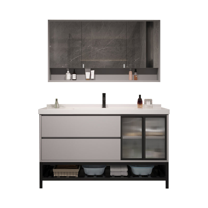 Wall Mount Vanity White Wood Frame Soft Close Drawers Single Sink Vanity with Mirror Vanity & Faucet & Mirror Cabinet https://res.litfad.com/site/img/item/2023/03/30/7846872/1200x1200.jpg Clearhalo 'Bathroom Remodel & Bathroom Fixtures' 'Bathroom Vanities' 'bathroom_vanities' 'Home Improvement' 'home_improvement' 'home_improvement_bathroom_vanities' 7846872