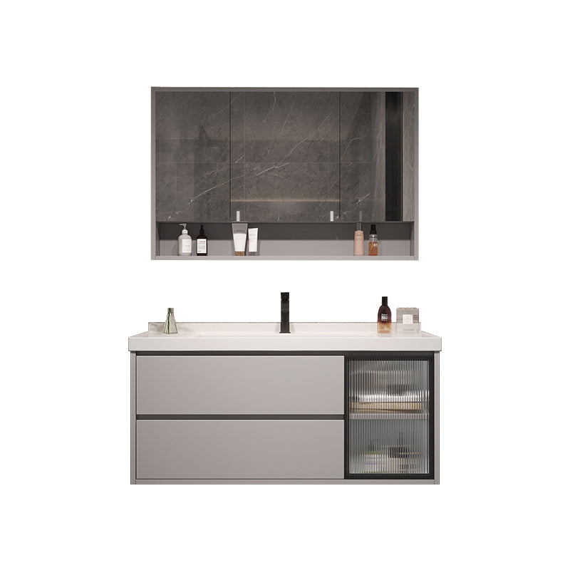 Wall Mount Vanity White Wood Frame Soft Close Drawers Single Sink Vanity with Mirror Vanity & Faucet & Mirror Cabinet https://res.litfad.com/site/img/item/2023/03/08/7846876/1200x1200.jpg Clearhalo 'Bathroom Remodel & Bathroom Fixtures' 'Bathroom Vanities' 'bathroom_vanities' 'Home Improvement' 'home_improvement' 'home_improvement_bathroom_vanities' 7846876