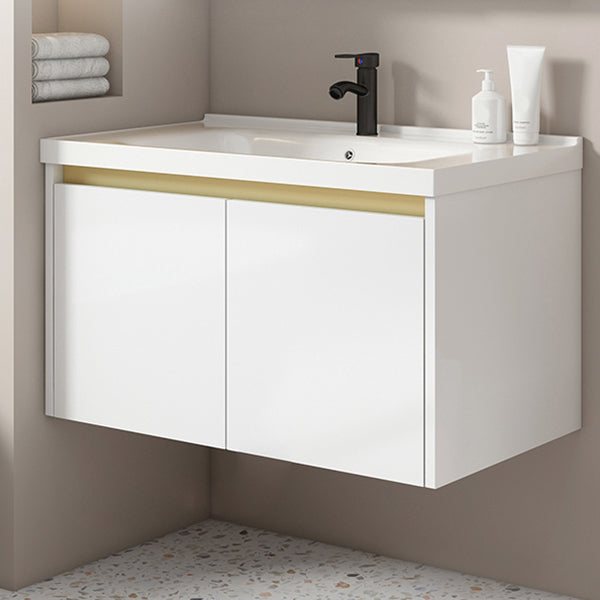 Wall Mount Bath Vanity White Rectangular Single Sink Mirror Metal Frame Vanity with Doors Clearhalo 'Bathroom Remodel & Bathroom Fixtures' 'Bathroom Vanities' 'bathroom_vanities' 'Home Improvement' 'home_improvement' 'home_improvement_bathroom_vanities' 7846953