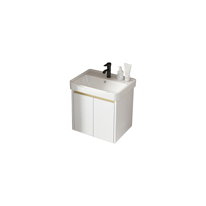 Wall Mount Bath Vanity White Rectangular Single Sink Mirror Metal Frame Vanity with Doors Vanity & Faucet 20"L x 14"W x 16"H Clearhalo 'Bathroom Remodel & Bathroom Fixtures' 'Bathroom Vanities' 'bathroom_vanities' 'Home Improvement' 'home_improvement' 'home_improvement_bathroom_vanities' 7846965