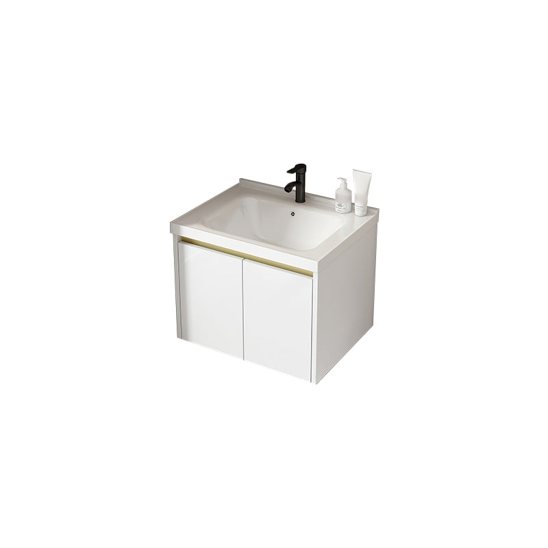 Wall Mount Bath Vanity White Rectangular Single Sink Mirror Metal Frame Vanity with Doors Vanity & Faucet 24"L x 16"W x 16"H Clearhalo 'Bathroom Remodel & Bathroom Fixtures' 'Bathroom Vanities' 'bathroom_vanities' 'Home Improvement' 'home_improvement' 'home_improvement_bathroom_vanities' 7846966