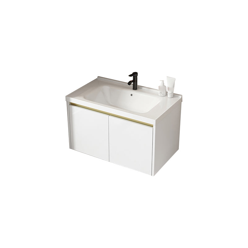 Wall Mount Bath Vanity White Rectangular Single Sink Mirror Metal Frame Vanity with Doors Vanity & Faucet Clearhalo 'Bathroom Remodel & Bathroom Fixtures' 'Bathroom Vanities' 'bathroom_vanities' 'Home Improvement' 'home_improvement' 'home_improvement_bathroom_vanities' 7846967