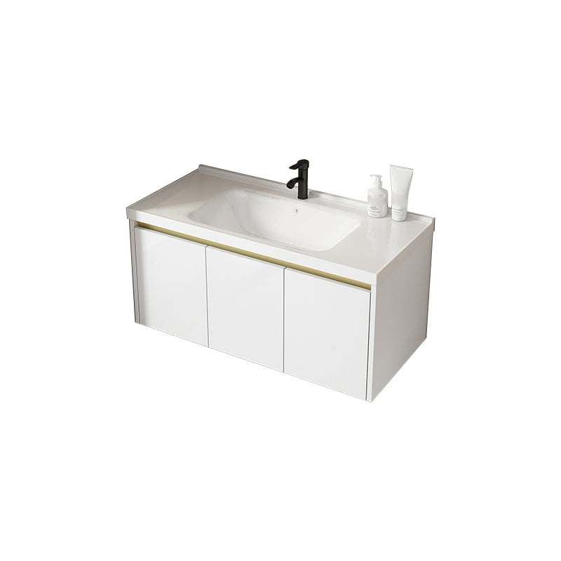 Wall Mount Bath Vanity White Rectangular Single Sink Mirror Metal Frame Vanity with Doors Vanity & Faucet Clearhalo 'Bathroom Remodel & Bathroom Fixtures' 'Bathroom Vanities' 'bathroom_vanities' 'Home Improvement' 'home_improvement' 'home_improvement_bathroom_vanities' 7846968