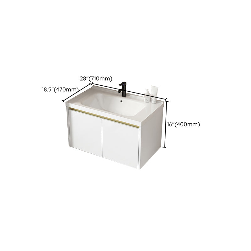 Wall Mount Bath Vanity White Rectangular Single Sink Mirror Metal Frame Vanity with Doors Clearhalo 'Bathroom Remodel & Bathroom Fixtures' 'Bathroom Vanities' 'bathroom_vanities' 'Home Improvement' 'home_improvement' 'home_improvement_bathroom_vanities' 7846972