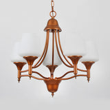 Opal Glass Bronze Chandelier Lighting Tapered 3/5/6 Bulbs Countryside Hanging Pendant for Bedroom Clearhalo 'Ceiling Lights' 'Chandeliers' Lighting' options 784945