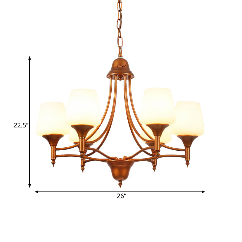 Opal Glass Bronze Chandelier Lighting Tapered 3/5/6 Bulbs Countryside Hanging Pendant for Bedroom Clearhalo 'Ceiling Lights' 'Chandeliers' Lighting' options 784951