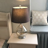 1 Light Night Lighting Rustic Drum Fabric Table Light in White/Coffee/Gray with Teardrop Pedestal for Bedroom Coffee Clearhalo 'Lamps' 'Table Lamps' Lighting' 785221