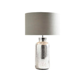 Round Fabric Night Light Countryside 1-Light Bedroom Table Lighting in Grey with Crackle Bottle Base Clearhalo 'Lamps' 'Table Lamps' Lighting' 785253