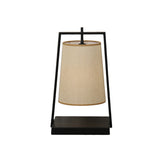 1-Light Tapered Bucket Night Light Country Black Finish Fabric Nightstand Lamp with Trapezoid Frame Clearhalo 'Lamps' 'Table Lamps' Lighting' 785391