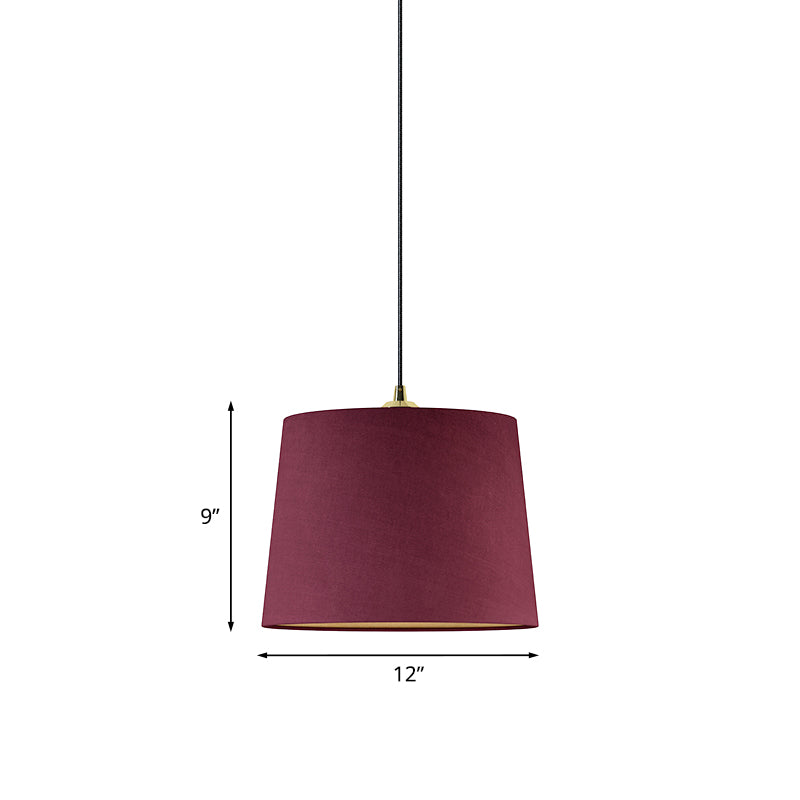 Drum Bedroom Pendant Lighting Countryside Fabric 1-Light Purple Finish Hanging Ceiling Light Clearhalo 'Ceiling Lights' 'Pendant Lights' 'Pendants' Lighting' 785425