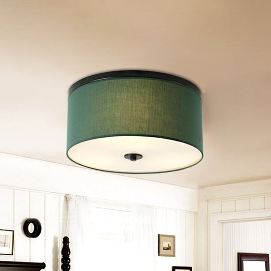 Round Fabric Flush Mount Lighting Classic 5 Lights Bedroom Close to Ceiling Light in Green Green Clearhalo 'Ceiling Lights' 'Close To Ceiling Lights' 'Close to ceiling' 'Flush mount' Lighting' 785438