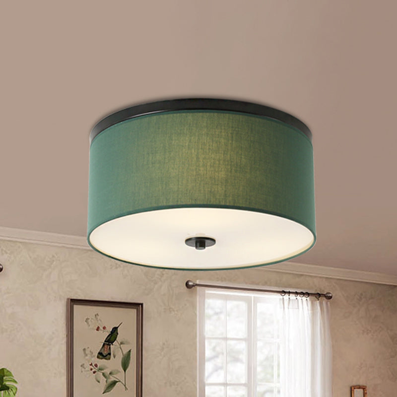 Round Fabric Flush Mount Lighting Classic 5 Lights Bedroom Close to Ceiling Light in Green Clearhalo 'Ceiling Lights' 'Close To Ceiling Lights' 'Close to ceiling' 'Flush mount' Lighting' 785439