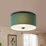 Round Fabric Flush Mount Lighting Classic 5 Lights Bedroom Close to Ceiling Light in Green Clearhalo 'Ceiling Lights' 'Close To Ceiling Lights' 'Close to ceiling' 'Flush mount' Lighting' 785439