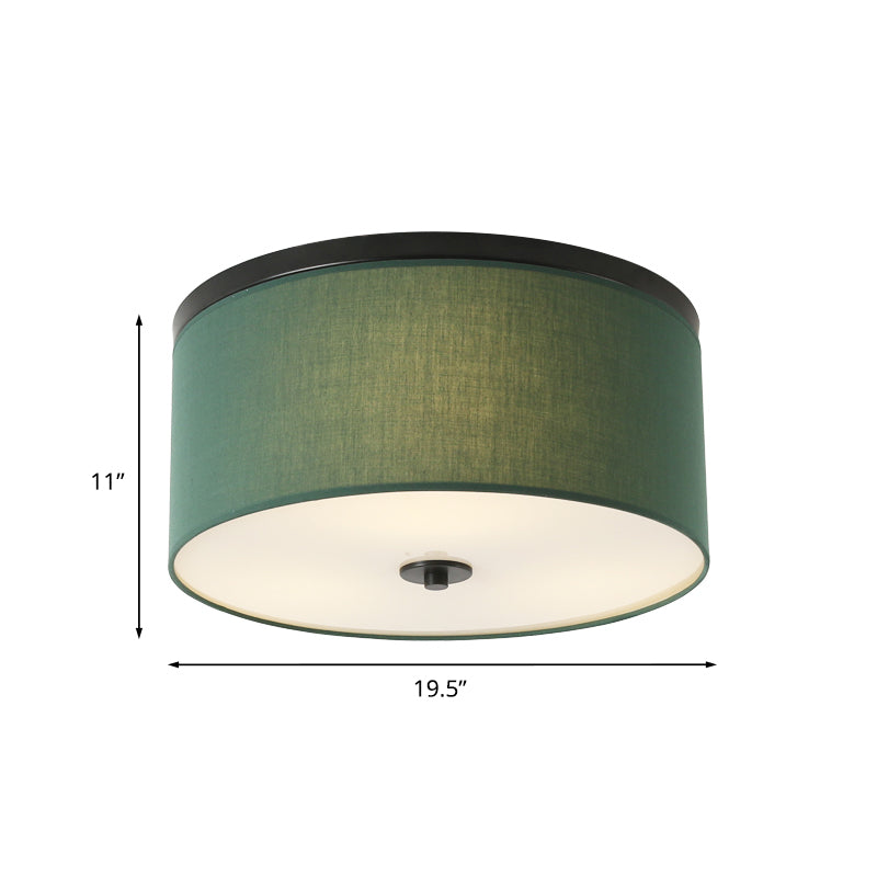 Round Fabric Flush Mount Lighting Classic 5 Lights Bedroom Close to Ceiling Light in Green Clearhalo 'Ceiling Lights' 'Close To Ceiling Lights' 'Close to ceiling' 'Flush mount' Lighting' 785441