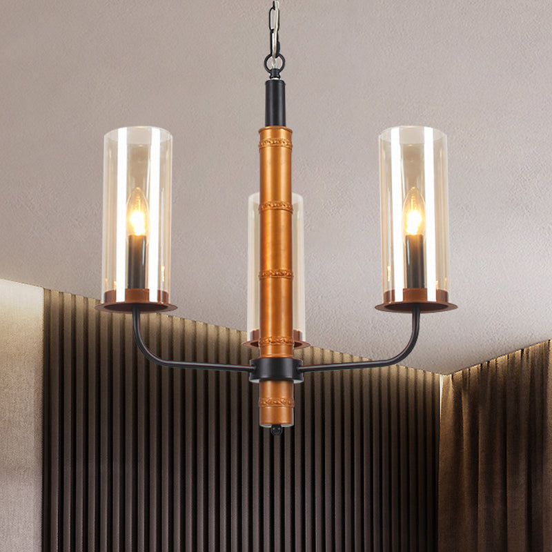 Grey Glass Tubular Chandelier Lighting Modernist 3/5/6 Lights Living Room Pendant Lamp Kit in Gold and Black Clearhalo 'Ceiling Lights' 'Chandeliers' Lighting' options 785487