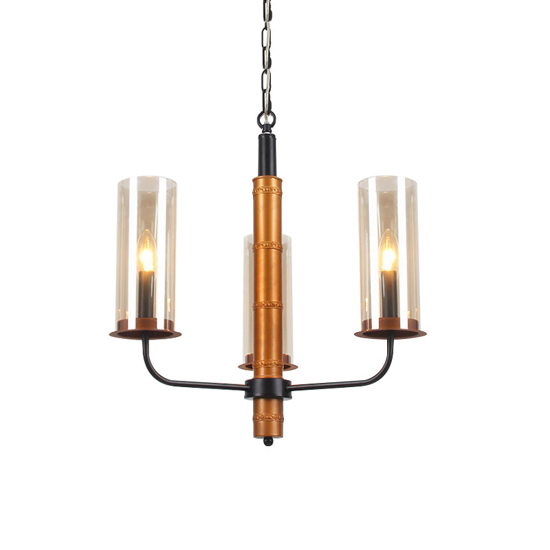 Grey Glass Tubular Chandelier Lighting Modernist 3/5/6 Lights Living Room Pendant Lamp Kit in Gold and Black Clearhalo 'Ceiling Lights' 'Chandeliers' Lighting' options 785489