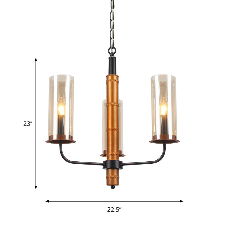 Grey Glass Tubular Chandelier Lighting Modernist 3/5/6 Lights Living Room Pendant Lamp Kit in Gold and Black Clearhalo 'Ceiling Lights' 'Chandeliers' Lighting' options 785490