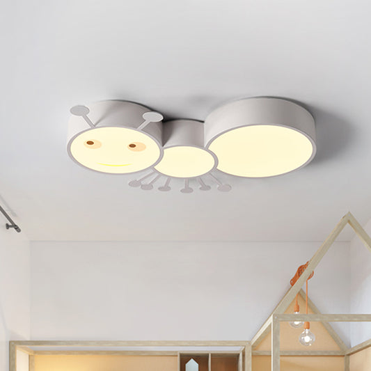 Ant Baby Room LED Ceiling Lamp Iron Cartoon LED Flush Mount Recessed Lighting in White/Pink/Blue White Clearhalo 'Ceiling Lights' 'Close To Ceiling Lights' 'Close to ceiling' 'Flush mount' Lighting' 785529