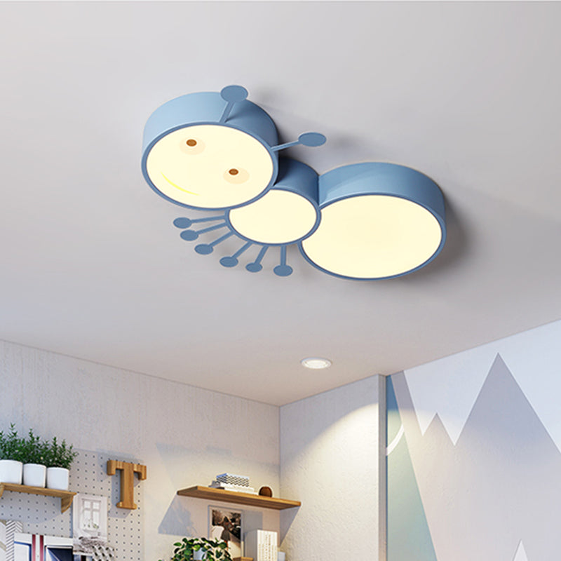 Ant Baby Room LED Ceiling Lamp Iron Cartoon LED Flush Mount Recessed Lighting in White/Pink/Blue Clearhalo 'Ceiling Lights' 'Close To Ceiling Lights' 'Close to ceiling' 'Flush mount' Lighting' 785534