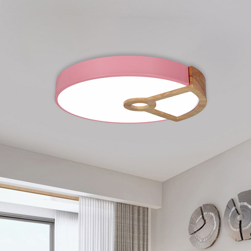 Splicing Round Acrylic Flush Light Macaron White/Pink/Blue-Wood LED Ceiling Mounted Fixture for Bedroom Pink Clearhalo 'Ceiling Lights' 'Close To Ceiling Lights' 'Close to ceiling' 'Flush mount' Lighting' 785537