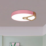 Splicing Round Acrylic Flush Light Macaron White/Pink/Blue-Wood LED Ceiling Mounted Fixture for Bedroom Clearhalo 'Ceiling Lights' 'Close To Ceiling Lights' 'Close to ceiling' 'Flush mount' Lighting' 785538