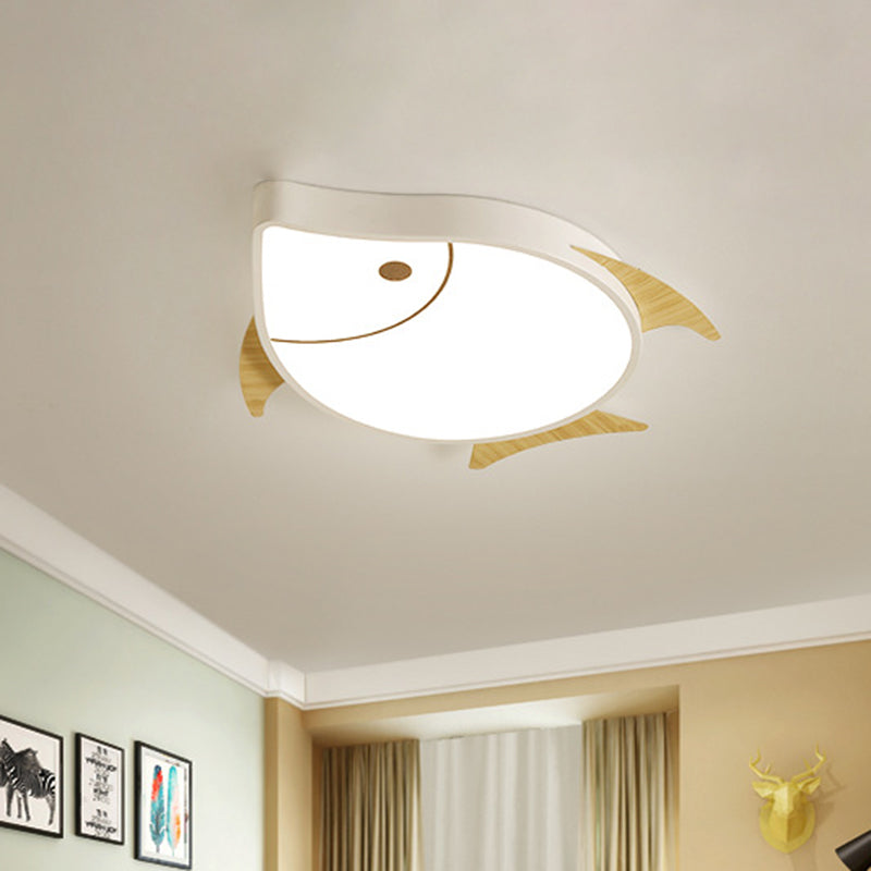 Cartoon Fish Flush Mount Lighting Acrylic Nursery School LED Ceiling Lamp in White/Pink/Blue and Wood Clearhalo 'Ceiling Lights' 'Close To Ceiling Lights' 'Close to ceiling' 'Flush mount' Lighting' 785554