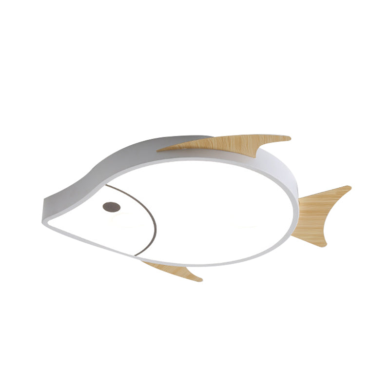 Cartoon Fish Flush Mount Lighting Acrylic Nursery School LED Ceiling Lamp in White/Pink/Blue and Wood Clearhalo 'Ceiling Lights' 'Close To Ceiling Lights' 'Close to ceiling' 'Flush mount' Lighting' 785556