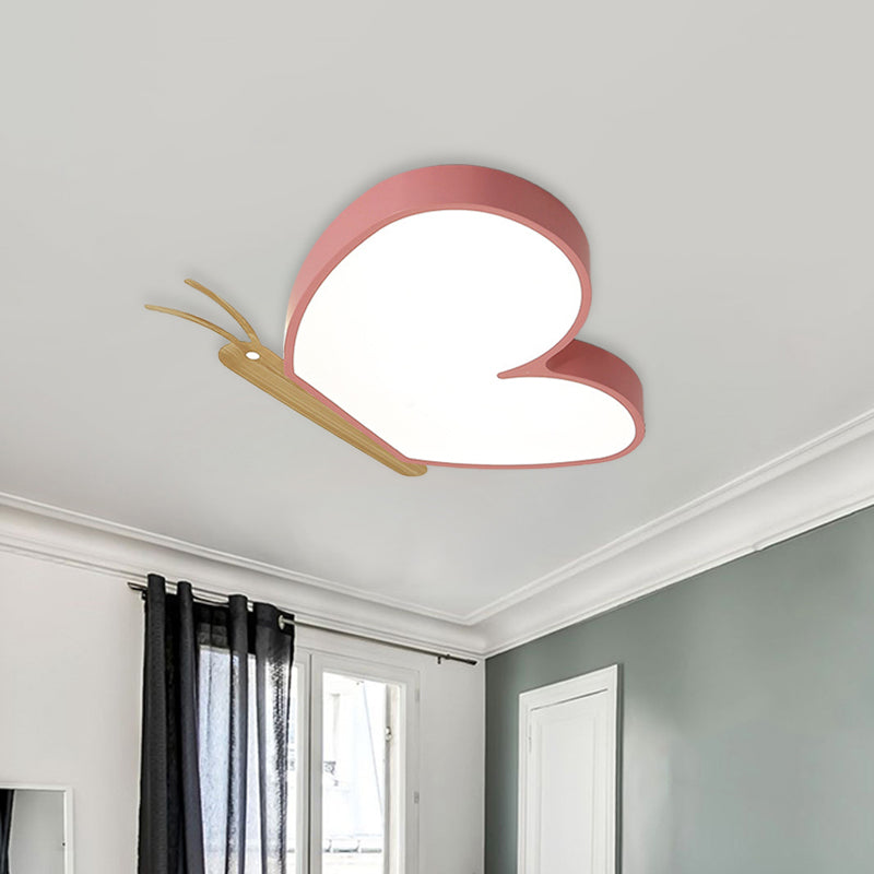 Kids LED Ceiling Flush Blue/Pink/White and Wood Flying Butterfly Flush Mounted Light with Acrylic Shade Clearhalo 'Ceiling Lights' 'Close To Ceiling Lights' 'Close to ceiling' 'Flush mount' Lighting' 785574