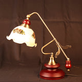 Retro Ruffled Bowl Table Light 1 Head White Glass Night Lamp with Gold-Red Brown Lever Arm Clearhalo 'Lamps' 'Table Lamps' Lighting' 785892