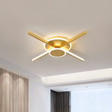 Minimalist Cross Flush Light Fixture Acrylic Bedroom 19.5"/24.5" Wide LED Ceiling Mount Lighting in Gold, Warm/White Light Clearhalo 'Ceiling Lights' 'Close To Ceiling Lights' 'Close to ceiling' 'Flush mount' Lighting' 785909