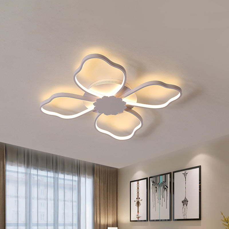 White Clover LED Close to Ceiling Light Minimalist Aluminum Flush Mount Lighting in Warm/White Light White Clearhalo 'Ceiling Lights' 'Close To Ceiling Lights' 'Close to ceiling' 'Flush mount' Lighting' 785913